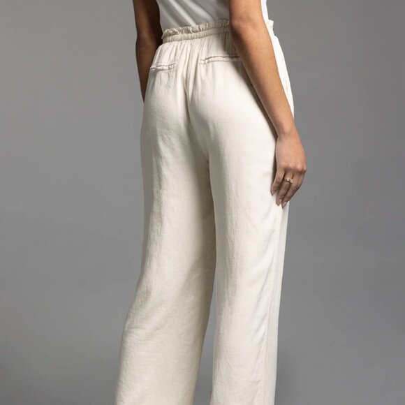 WEEKEND LA Arlo Linen Pants Womens Large Cream White Lounge Pockets Neutral Cozy - Picture 2 of 15